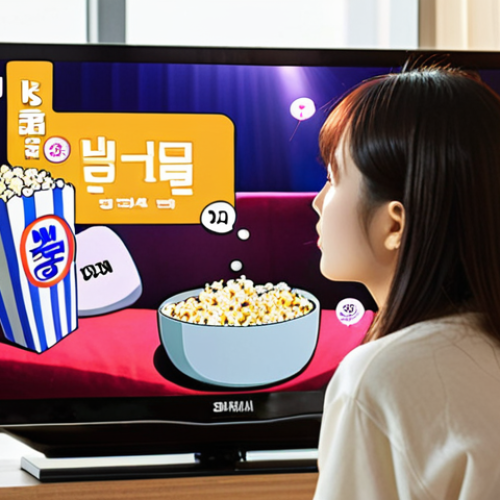 Home 11 **
Prompt: "Vibrant K-drama scene on a modern TV screen, glowing with warm light. A person sits on a comfortable couch, holding a bowl of popcorn, engrossed in the show. Korean text subtitles appear on the screen. Focus on relaxed immersion, showcasing Korean entertainment."
**