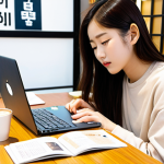 **

A student studying Korean vocabulary flashcards at a coffee shop, surrounded by Korean textbooks and a laptop displaying the TOPIK official website. Focus on the determination and focus in their eyes. The ambiance is cozy and encouraging, representing the dedication needed for TOPIK preparation.

**