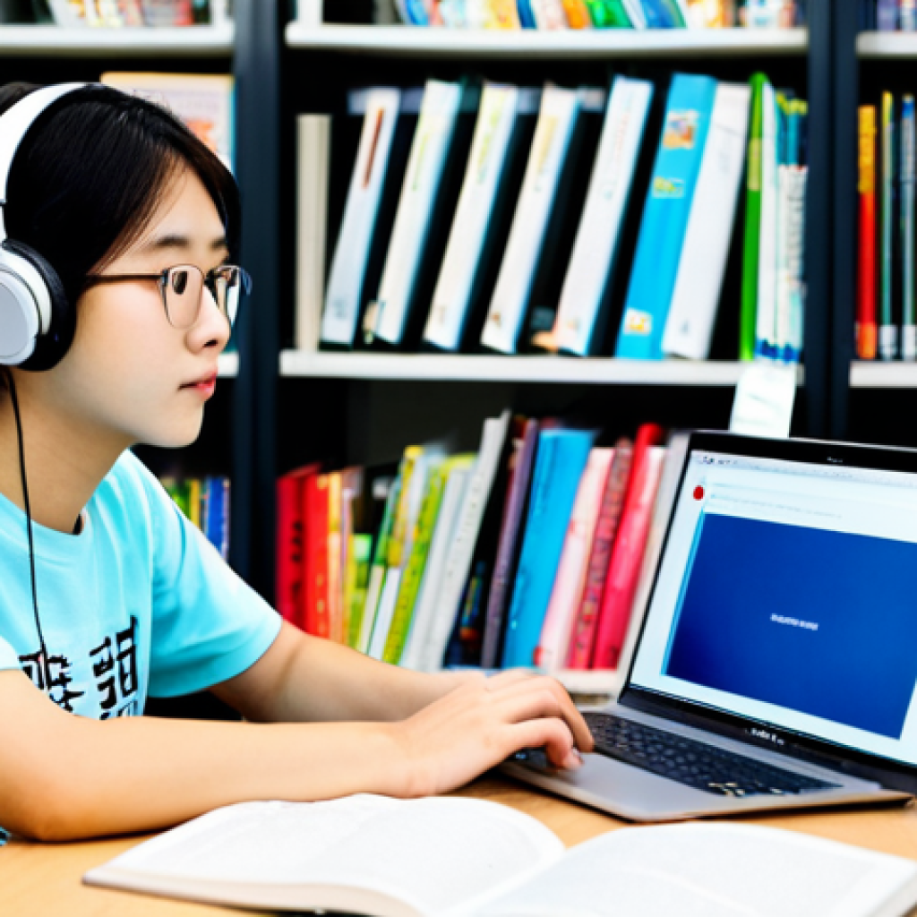 Listening Section Strategy**

"A student wearing headphones, focused intently on a laptop displaying a Korean language learning website, fully clothed in a casual t-shirt, sitting at a desk in a bright, modern library, surrounded by textbooks. The scene emphasizes concentration and active listening. Safe for work, appropriate content, modest, family-friendly, perfect anatomy, correct proportions, natural pose, professional quality."

**