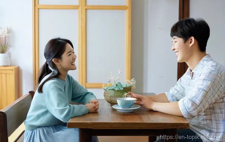 TOPIK 자격으로 국제 결혼 준비 - **Prompt 1: Bridging Hearts Through Language**
    "A heartwarming scene inside a cozy, modern Korea...