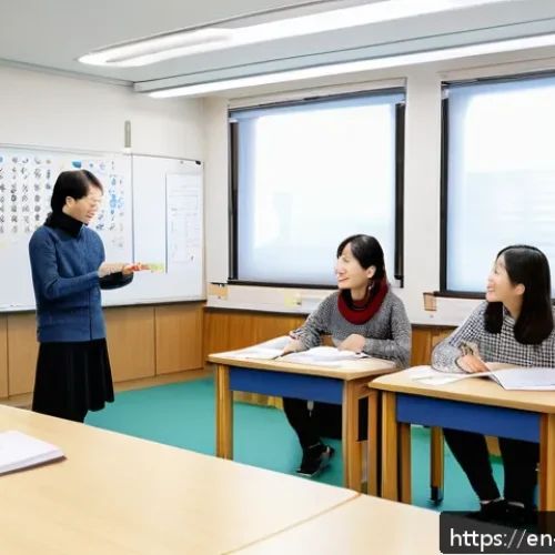 한국어능력시험 대비 학원 선택법 - A modern classroom scene inside a Korean language institute featuring a diverse group of adult stude...