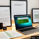 TOPIK 자격증으로 프리랜서 도전하기 - A professional freelancer&rsquo;s home office setup showcasing Korean language expertise: a modern desk wi...